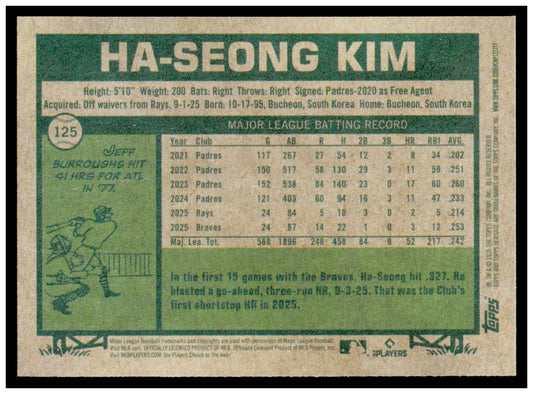 2026 Topps Heritage Ha-Seong Kim Card Atlanta Braves #125