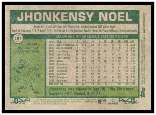 2026 Topps Heritage Jhonkensy Noel Card Cleveland Guardians #197