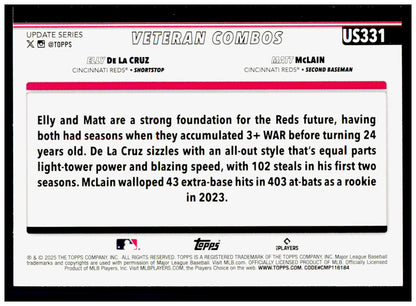 2025 Topps Update Red-Hot Risers (Elly De La Cruz / Matt McLain) Card