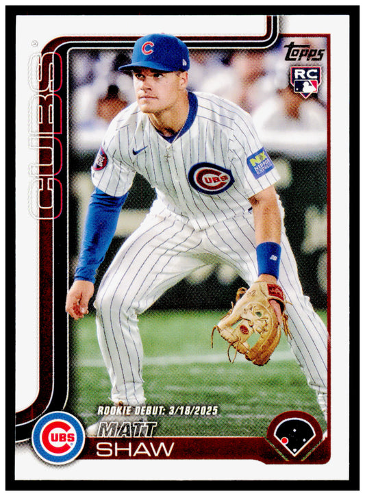 2025 Topps Update Matt Shaw Card RC Chicago Cubs