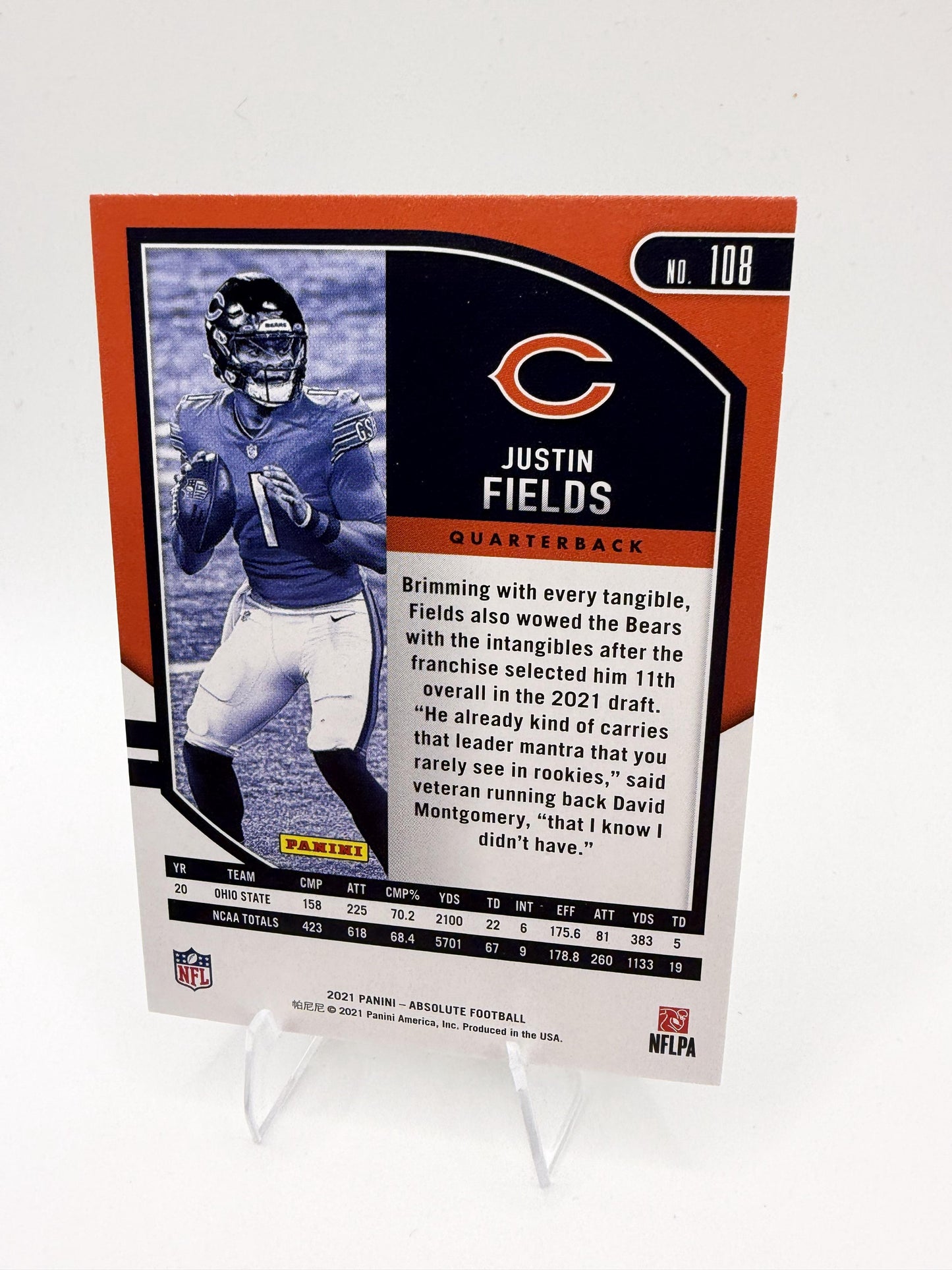 2021 Panini Absolute #108 Justin Fields Rookie Card