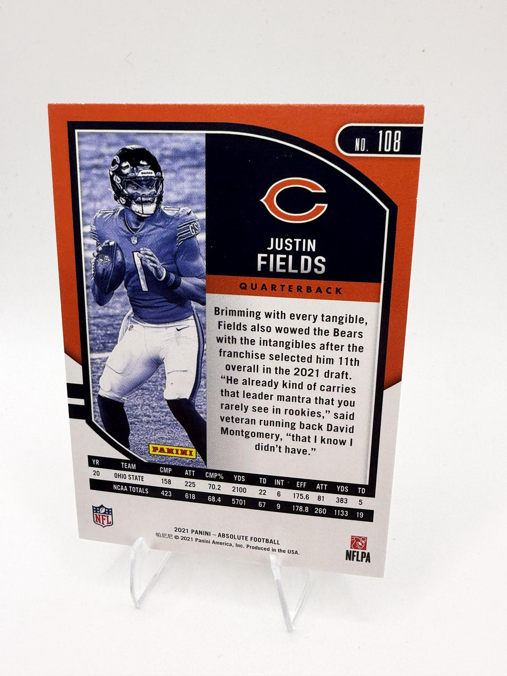 2021 Panini Absolute #108 Justin Fields Rookie Card
