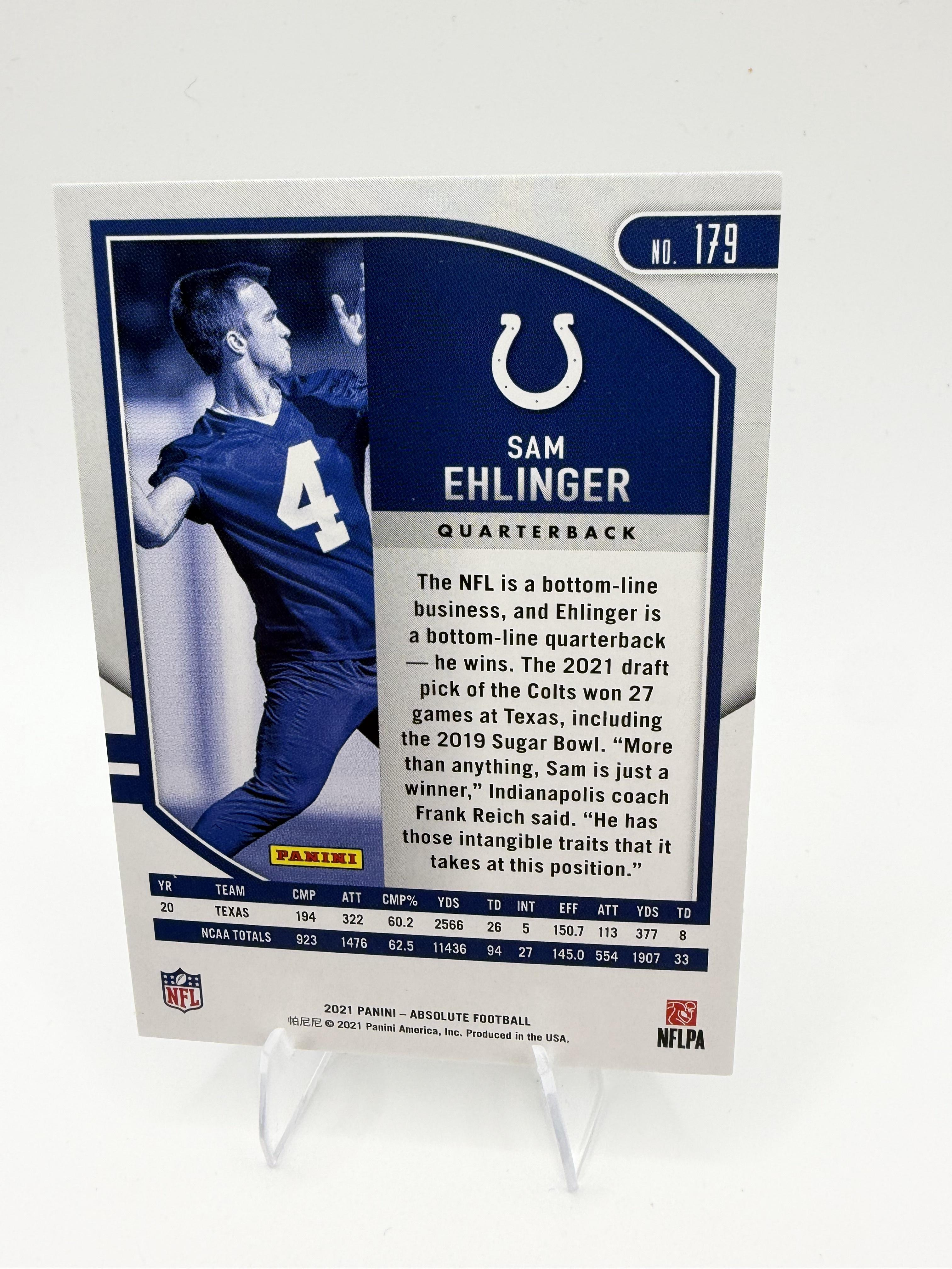 2021 Panini Absolute #179 Sam Ehlinger Rookie Card