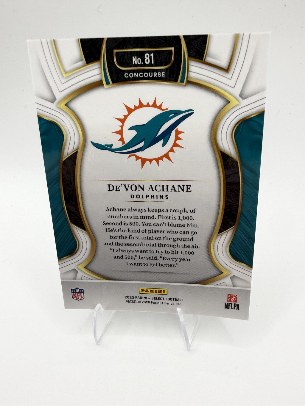 2025 Panini Select #81 De’Von Achane