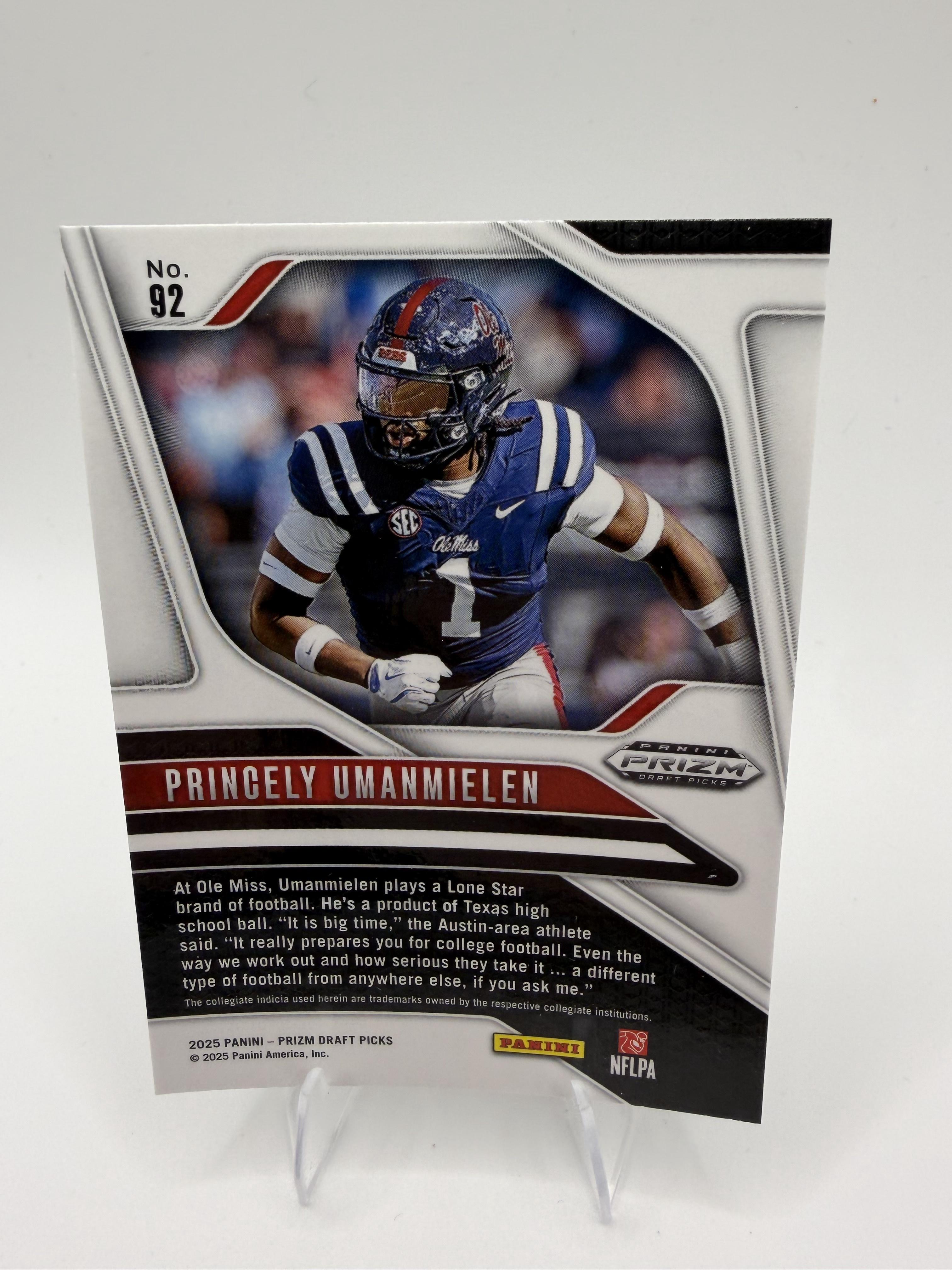 2025 Panini Prizm Draft Picks #92 Princely Umanmielen
