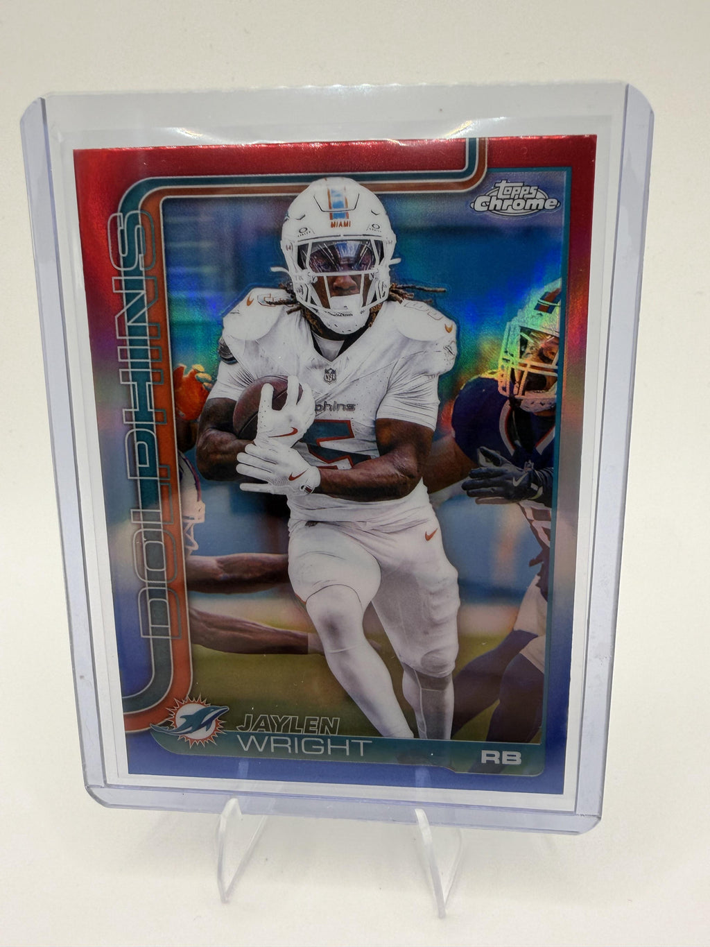2025 Topps Chrome #190 Jaylen Wright Red White and Blue Refractor