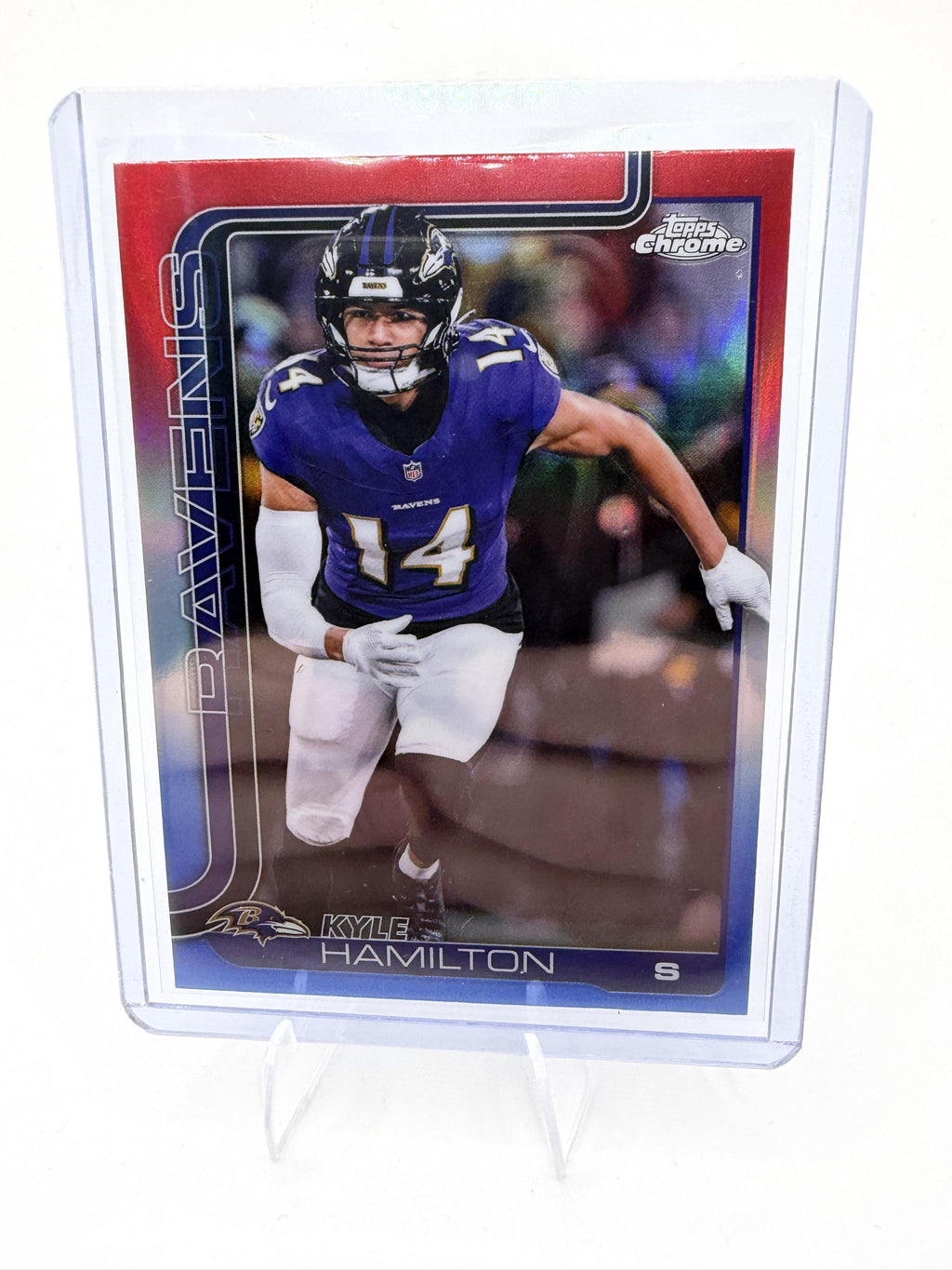 2025 Topps Chrome #29 Kyle Hamilton Red White and Blue Refractor