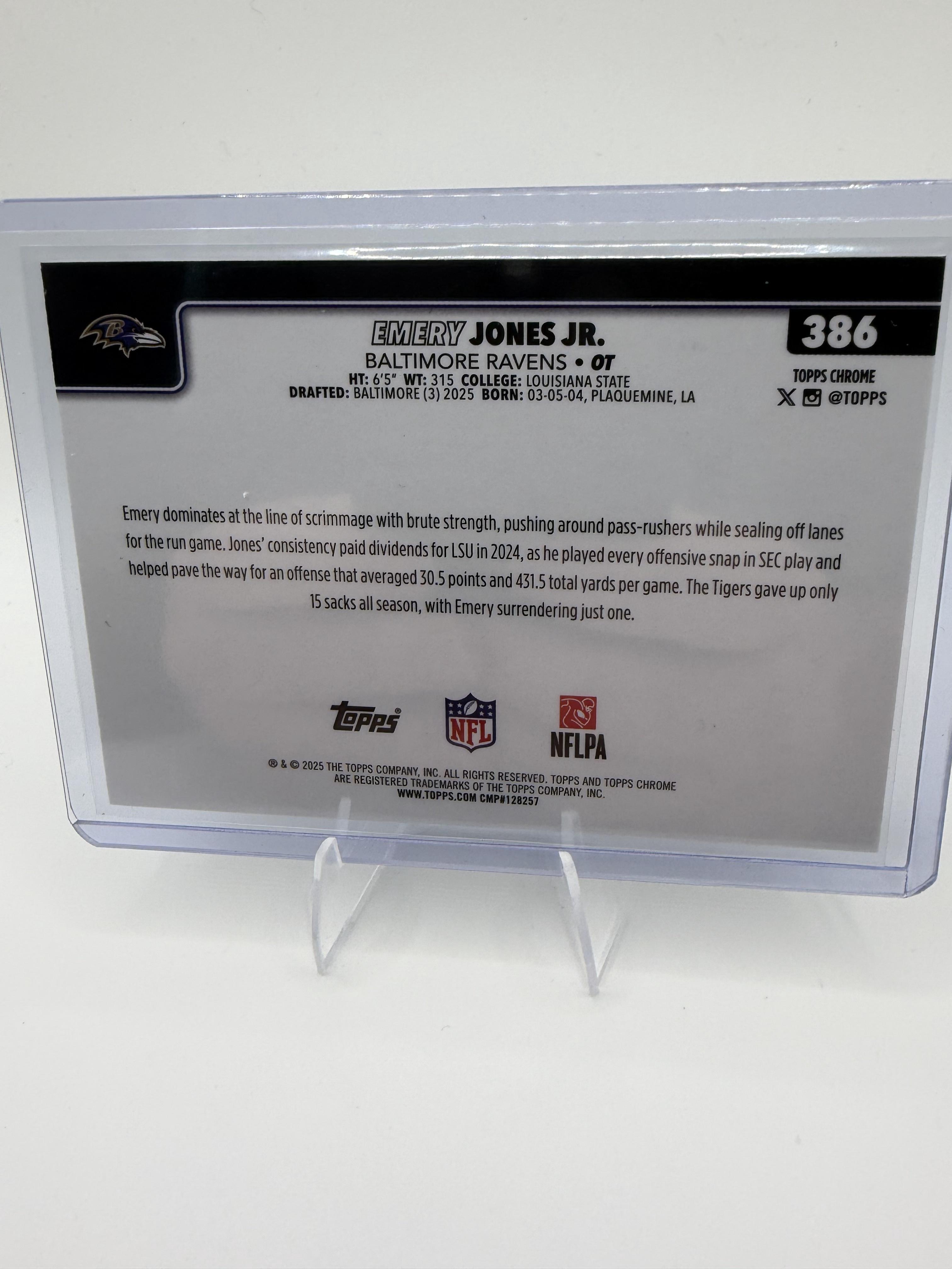 2025 Topps Chrome #386 Emery Jones Jr.