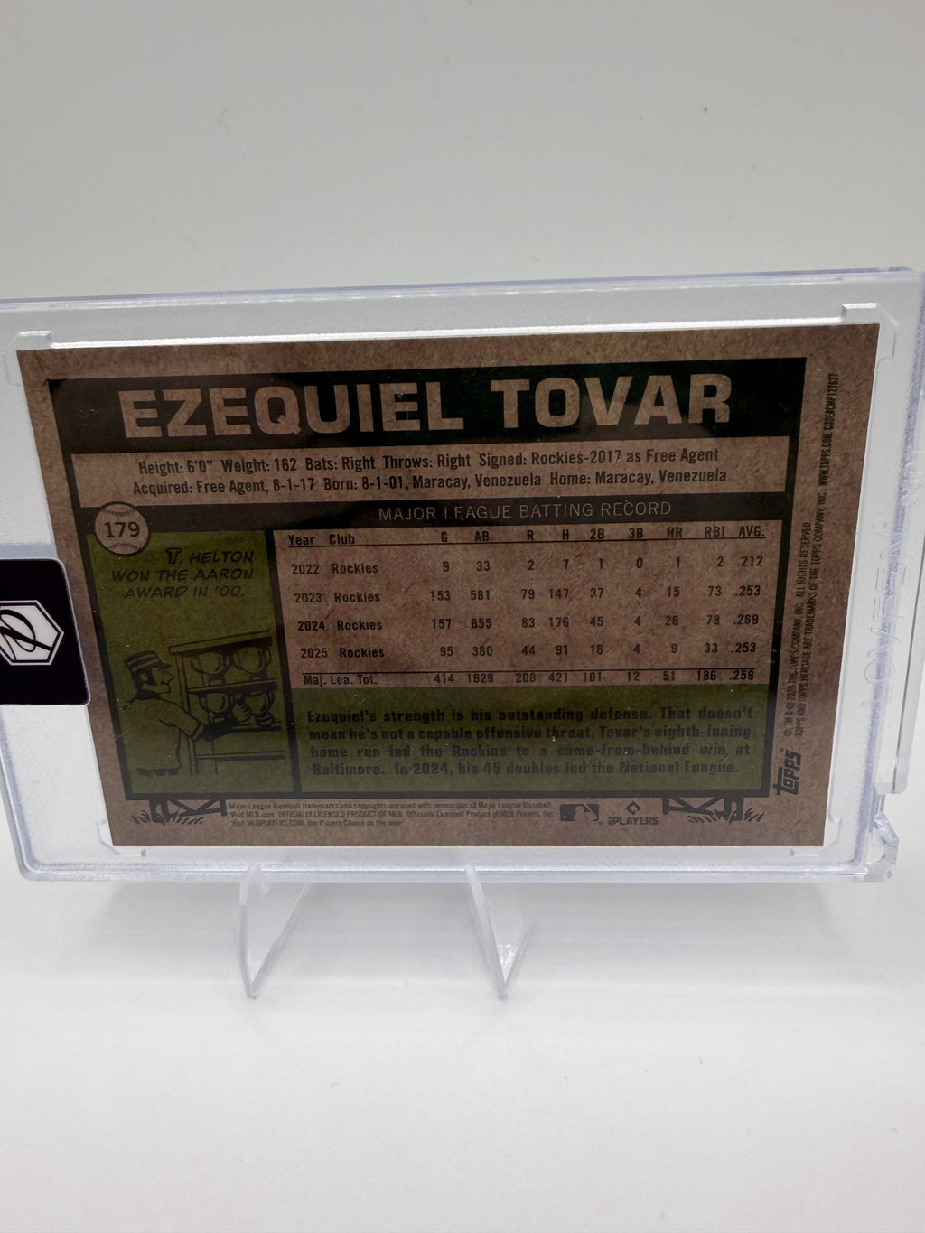 2026 Topps Heritage #179 Ezequiel Tovar Chrome Light Blue Sparkle Refractors
