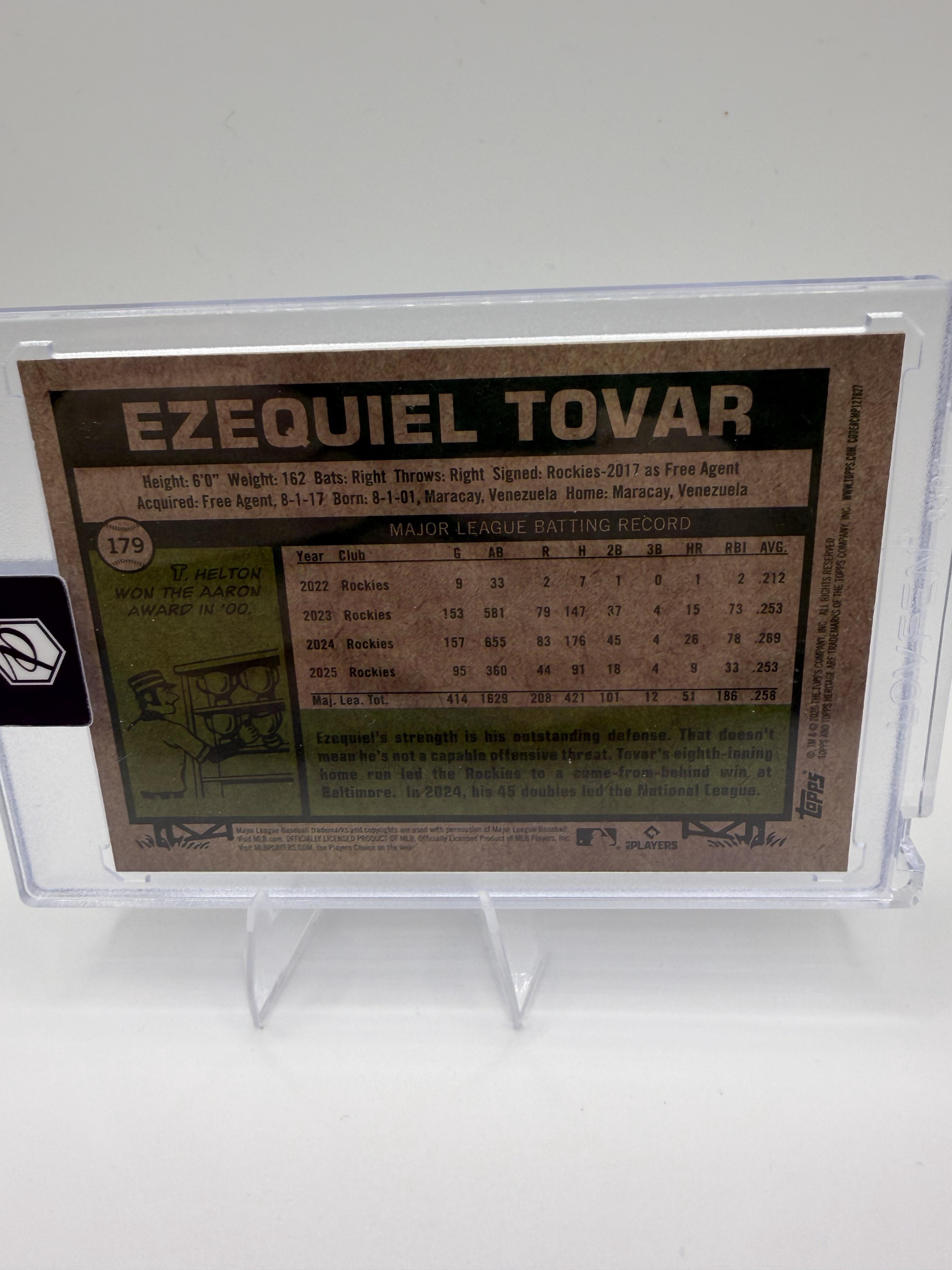 2026 Topps Heritage #179 Ezequiel Tovar Chrome Light Blue Sparkle Refractors