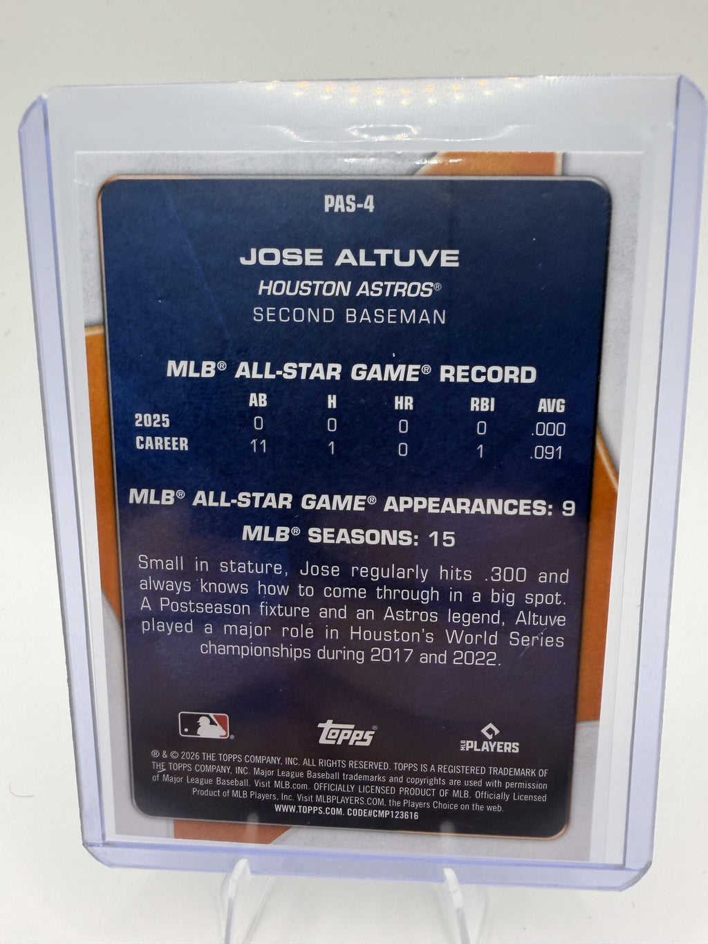 2026 Topps #PAS-4 Jose Altuve Perennial All Stars