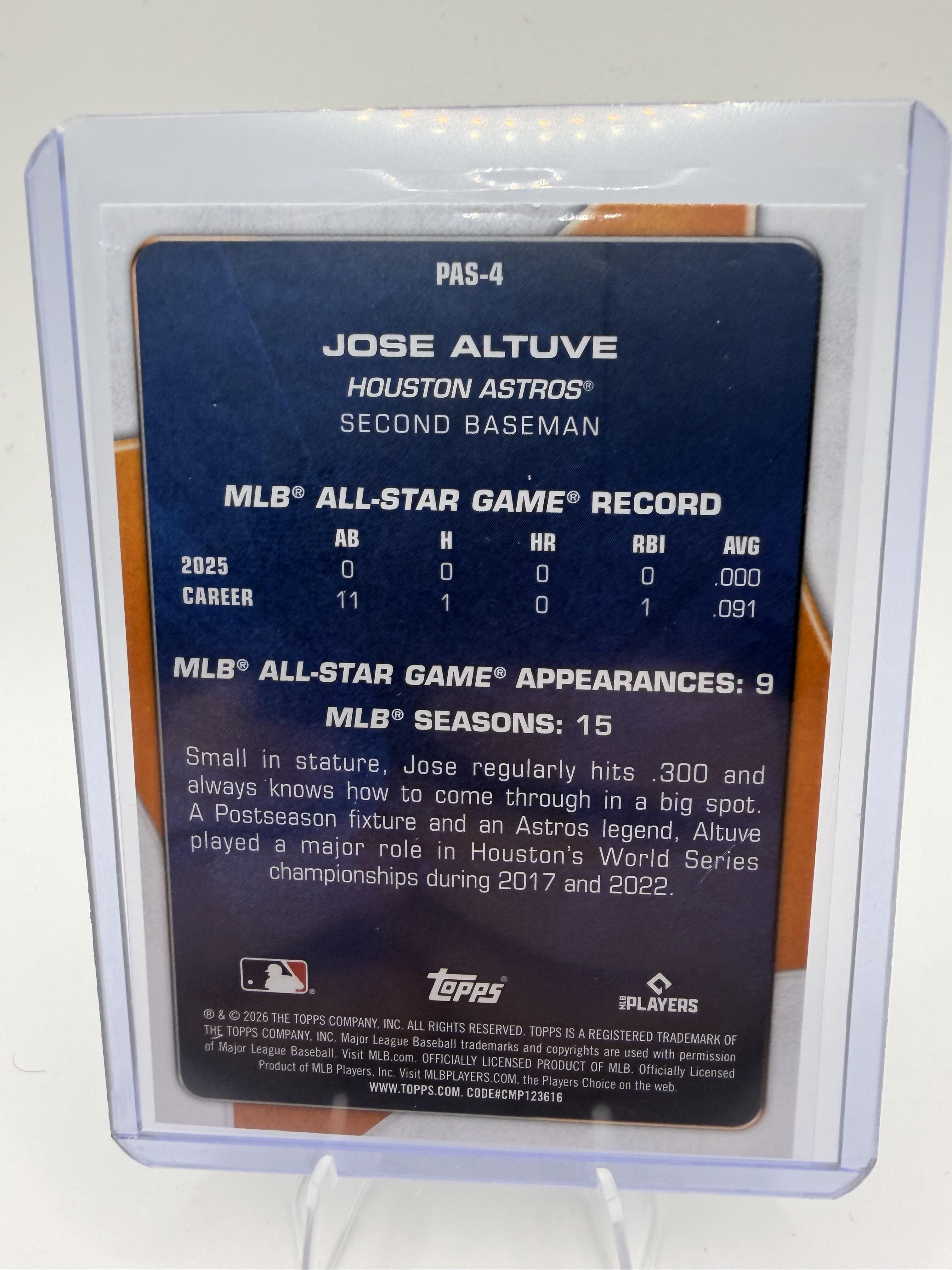 2026 Topps #PAS-4 Jose Altuve Perennial All Stars