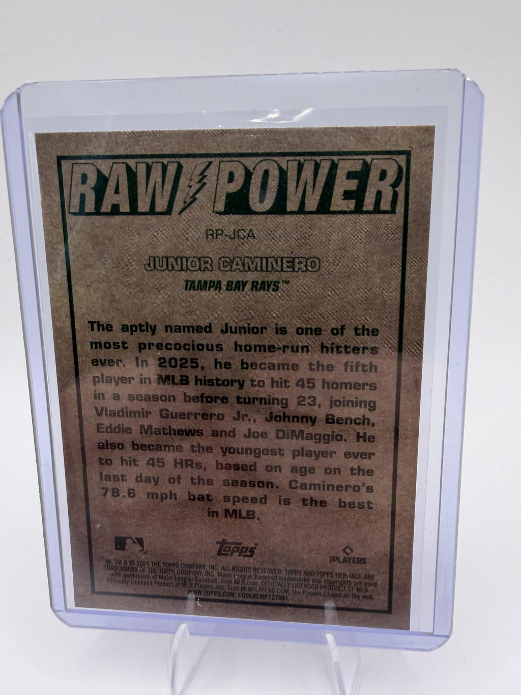 2026 Topps Heritage #RP-JCA Junior Caminero Raw Power