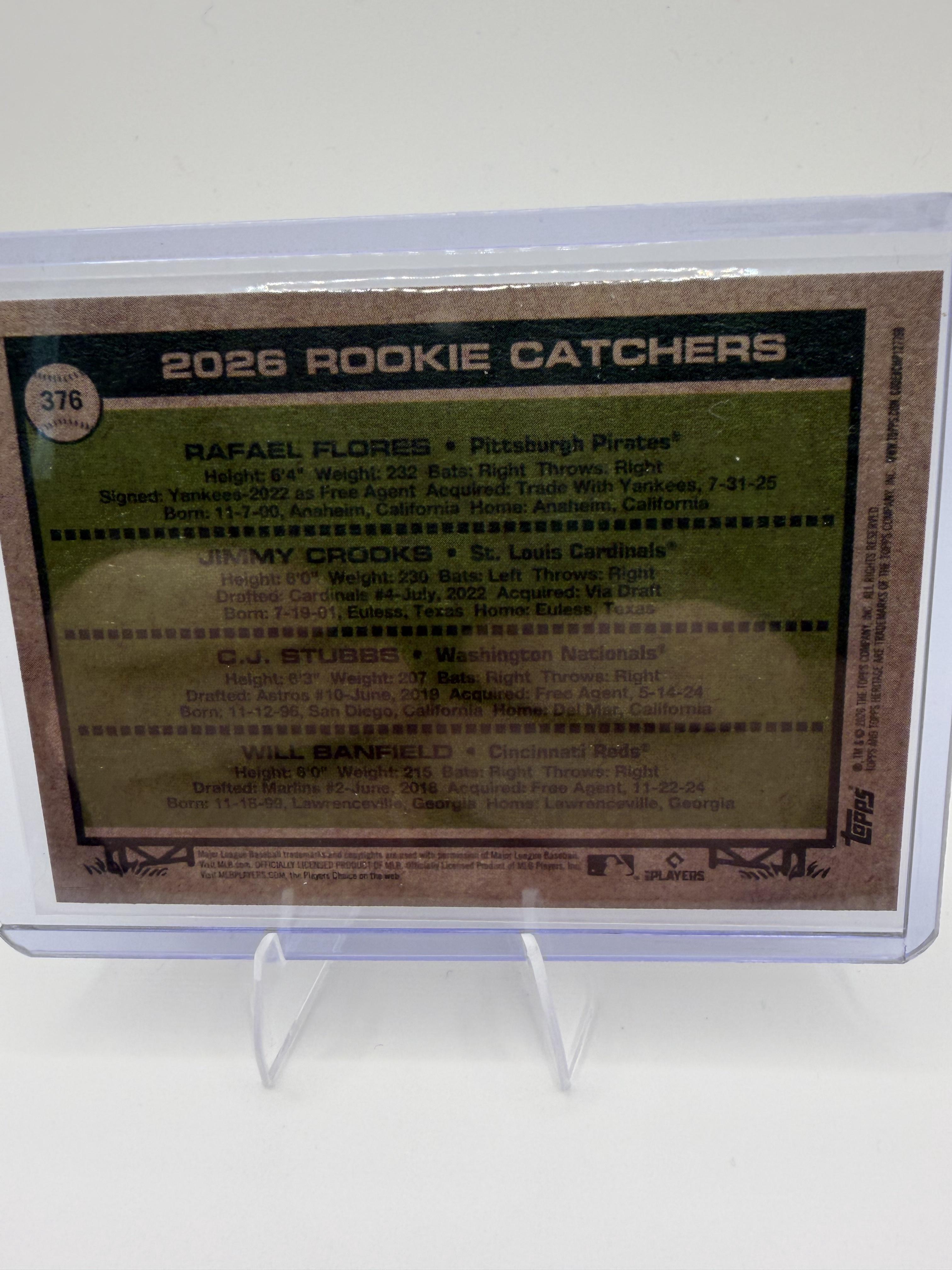 2026 Topps Heritage #376 2026 Rookie Catchers Chrome