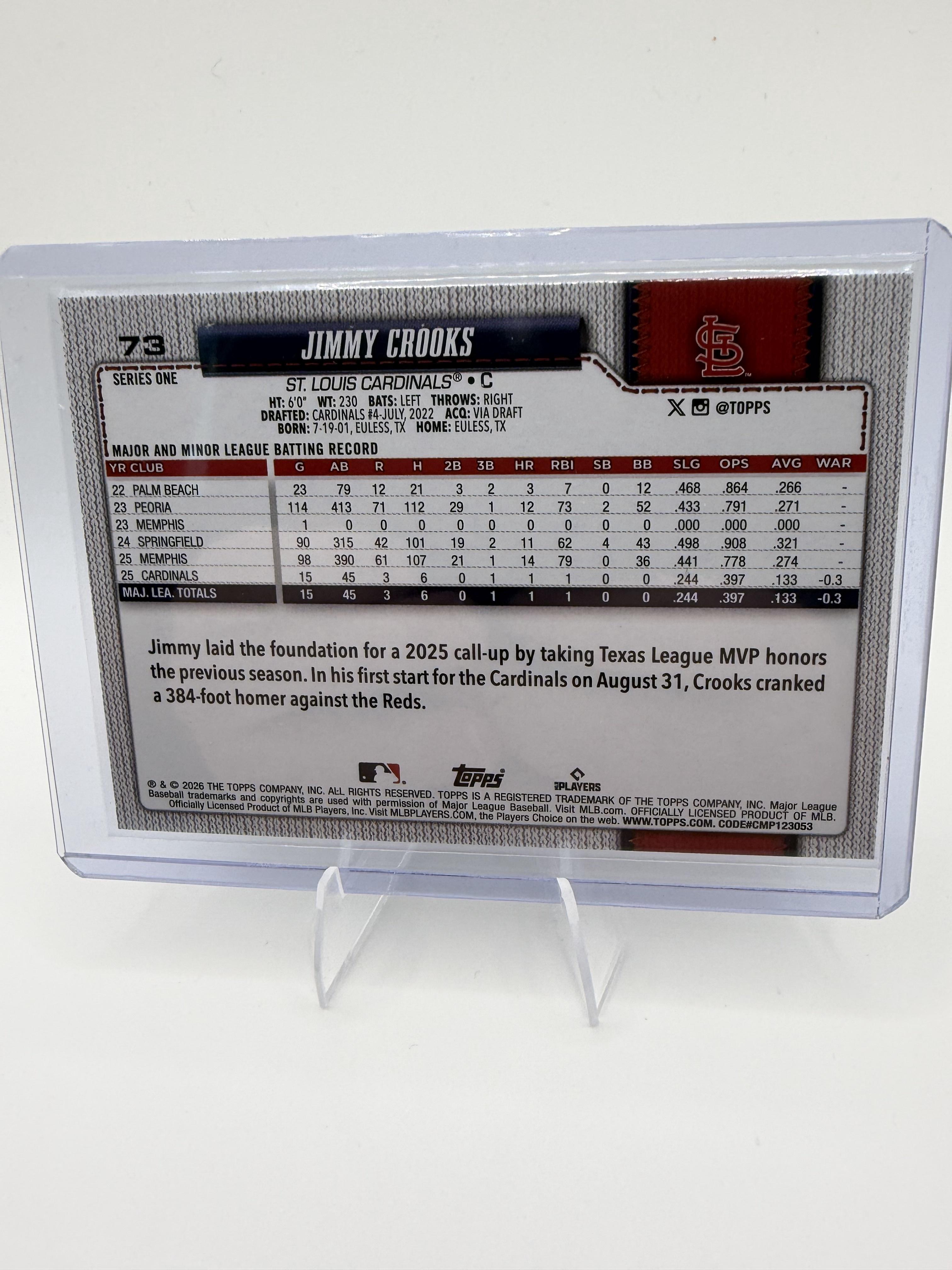 2026 Topps #73 Jimmy Crooks Holo Foil