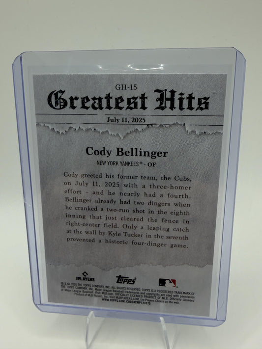 2026 Topps #GH-15 Cody Bellinger 2025 Greatest Hits