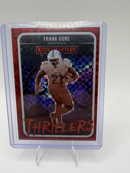 2025 Panini Rookies & Stars Frank Gore Thrillers Red Plaid Prizm #8 Dolphins