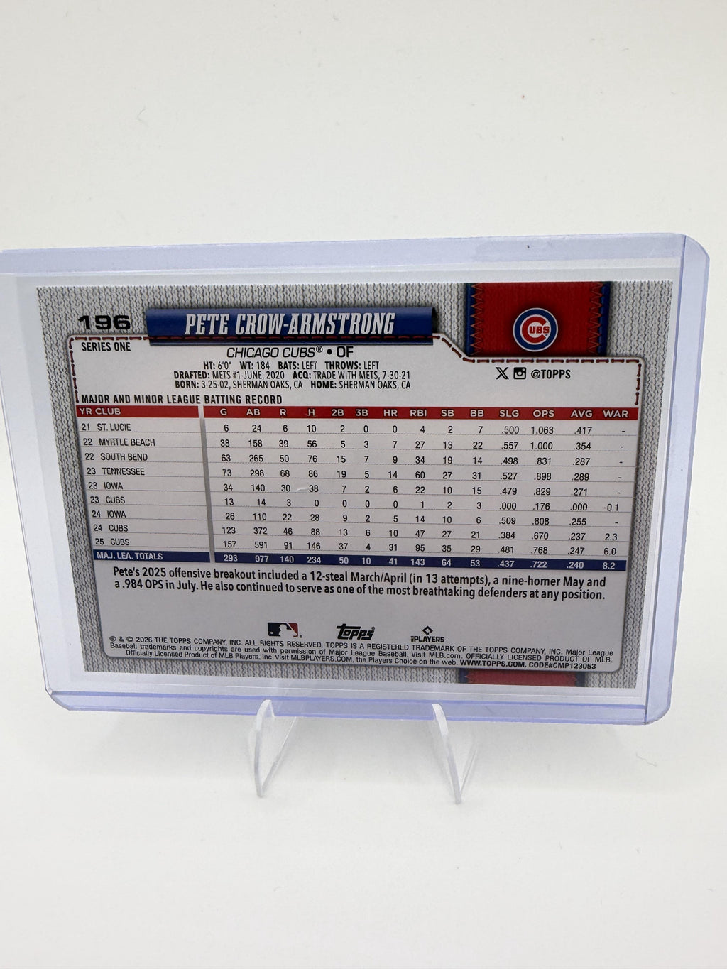 2026 Topps #196 Pete Crow-Armstrong Sandglitter