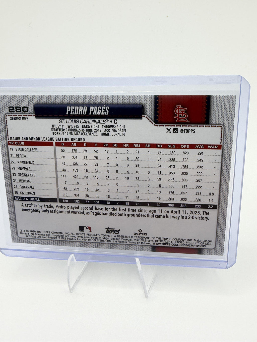 2026 Topps #280 Pedro Pagés Sandglitter