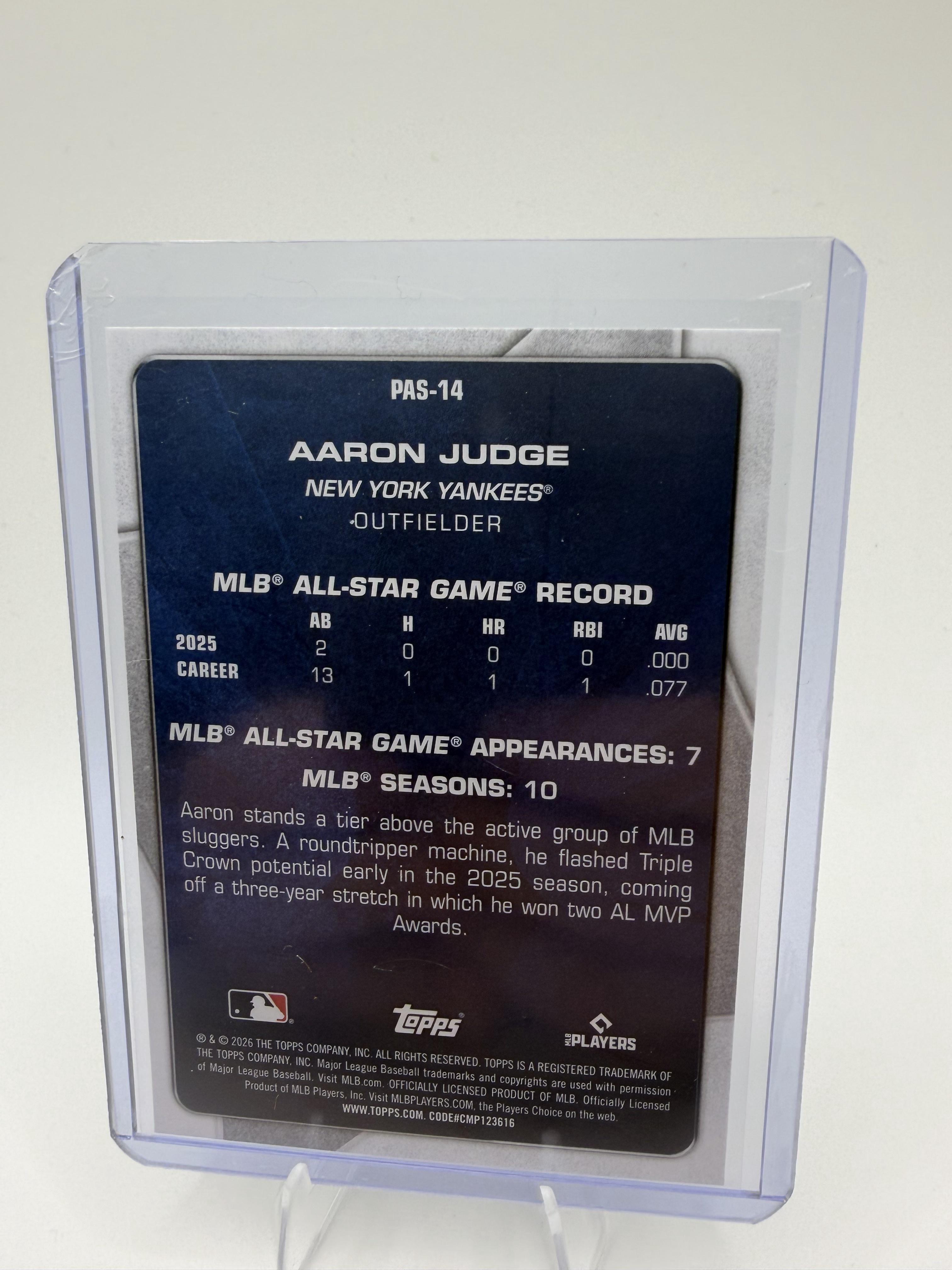 2026 Topps #PAS-14 Aaron Judge Perennial All Stars