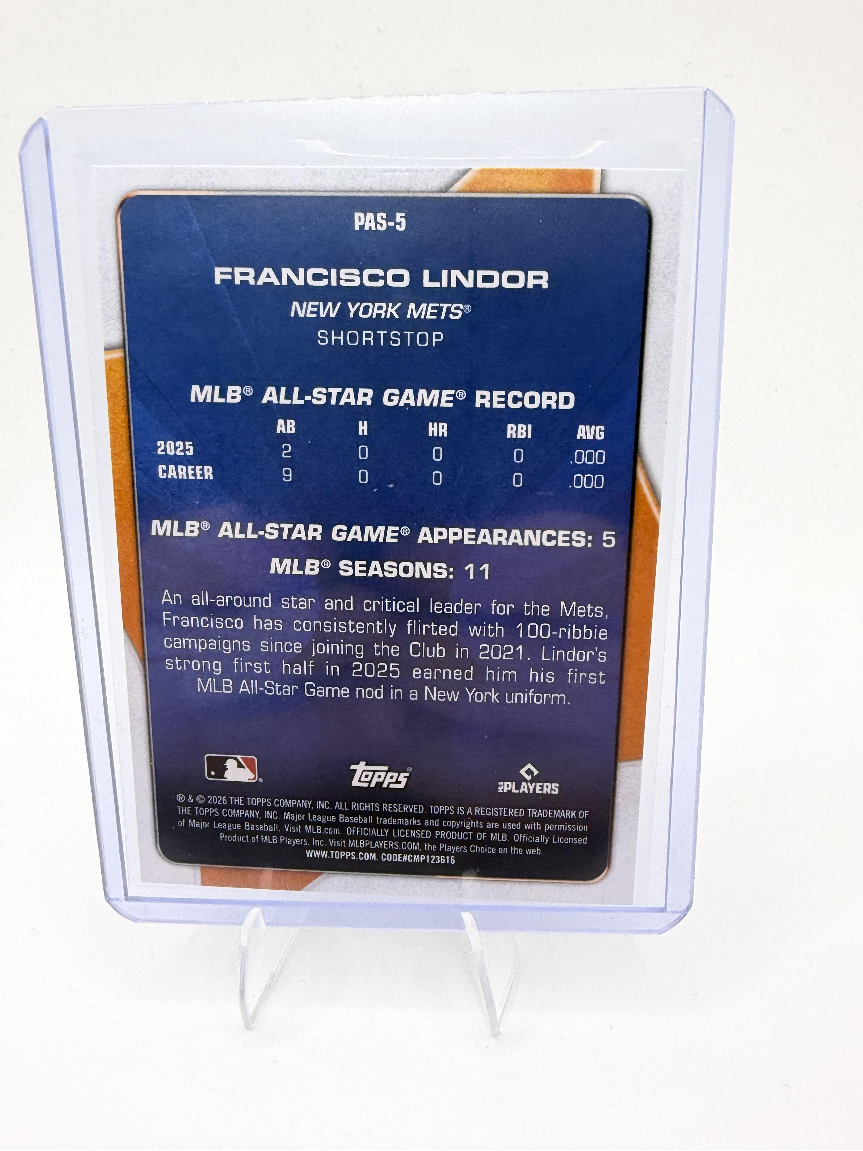 2026 Topps #PAS-5 Francisco Lindor Perennial All Stars