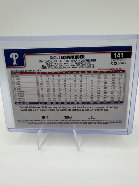 2025 Topps Series 1 Kyle Schwarber Sandglitter Foil #141 Phillies Parallel