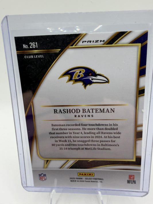 2025 Panini Select #62 Rashod Bateman Green Prizm Shock #/5