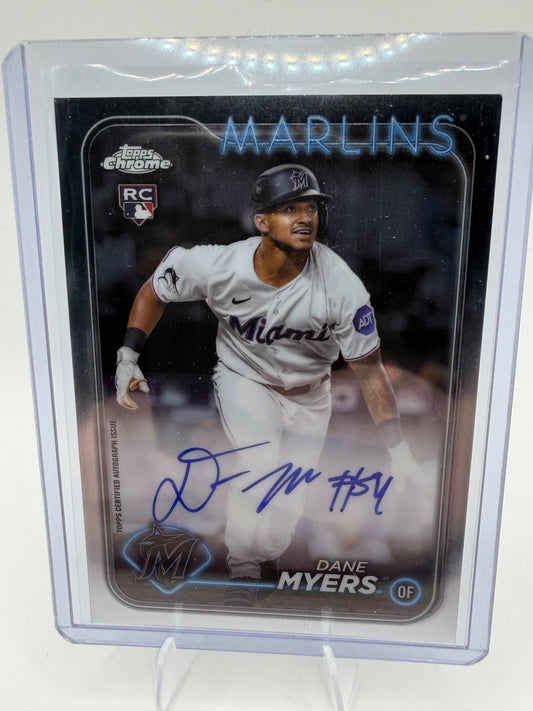 2024 Topps Chrome Dane Myers RC On-Card Auto #RA-DMY Marlins Rookie Autograph