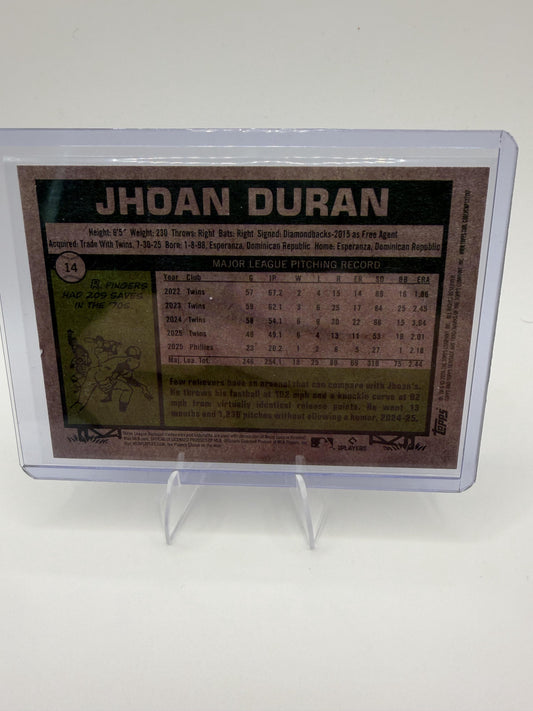 2026 Topps Heritage #14 Jhoan Duran Dark Green