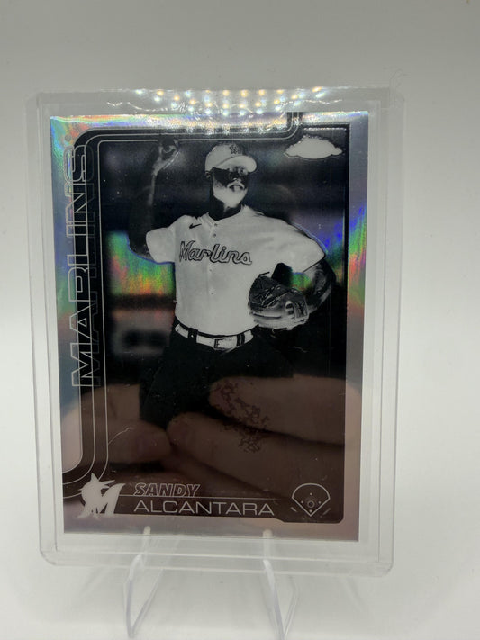 2025 Topps Chrome Sandy Alcantara Negative Refractor Parallel #126 Marlins
