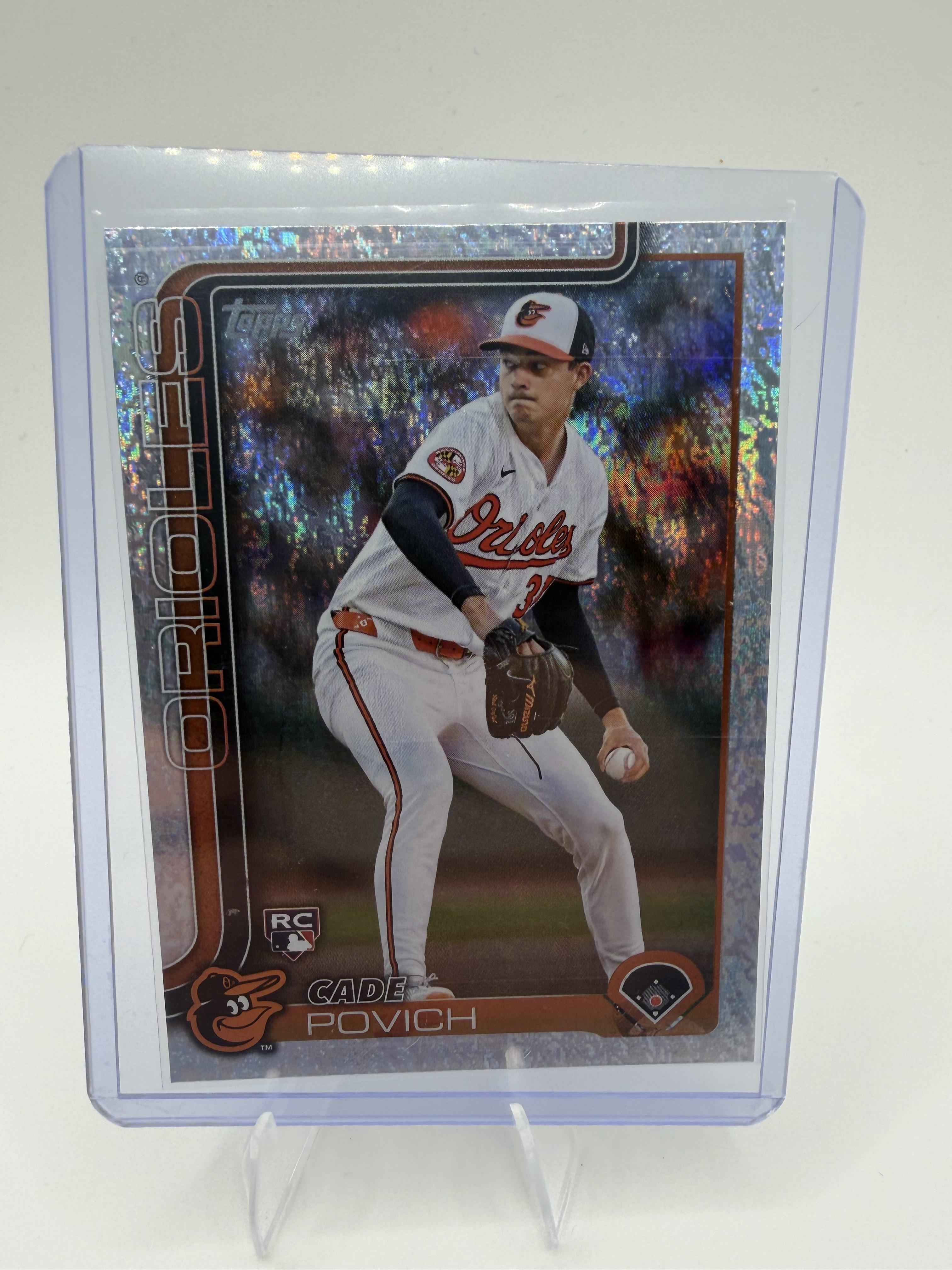 2025 Topps Series 1 Cade Povich RC Sandglitter Foil #25 Orioles Rookie Card