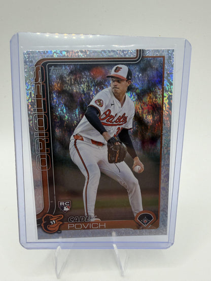 2025 Topps Series 1 Cade Povich RC Sandglitter Foil #25 Orioles Rookie Card