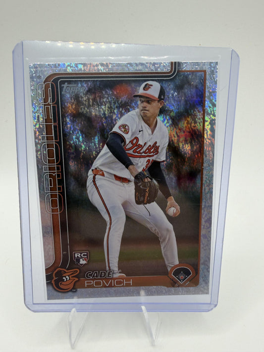 2025 Topps Series 1 Cade Povich RC Sandglitter Foil #25 Orioles Rookie Card