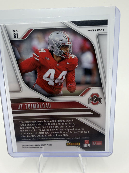 2025 Panini Prizm Draft Picks JT Tuimoloau Purple Prizm RC #81 Ohio State