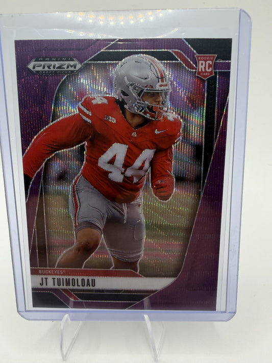2025 Panini Prizm Draft Picks JT Tuimoloau Purple Prizm RC #81 Ohio State