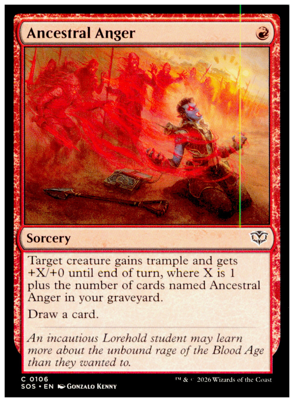 Ancestral Anger 0106 SOS 2026 MTG Red Sorcery Secrets of Strixhaven NM