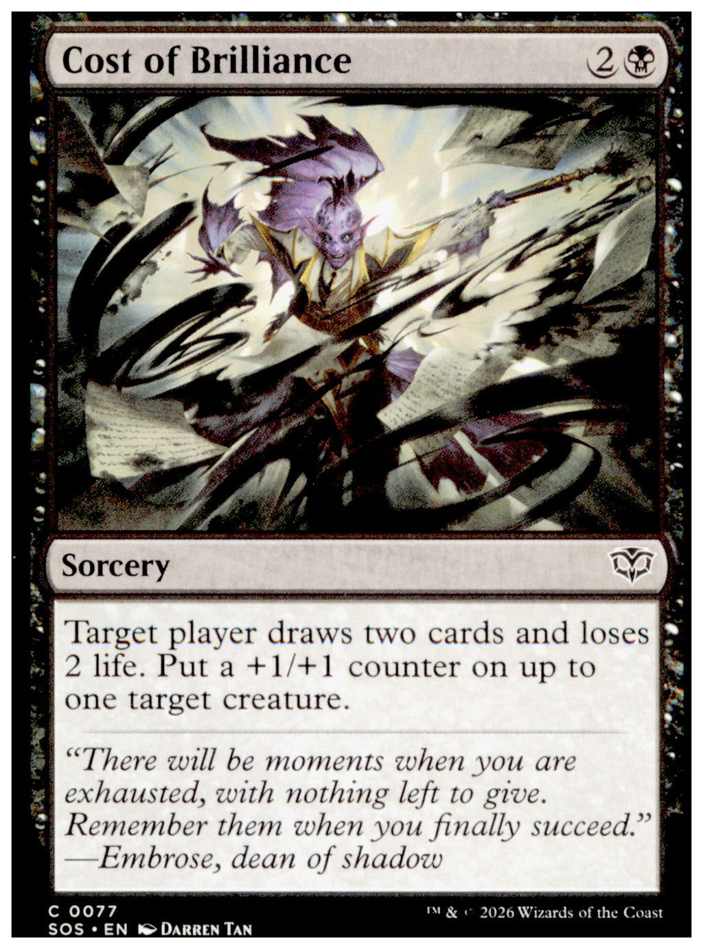 Cost of Brilliance 0077 SOS 2026 MTG Sorcery Black Secrets of Strixhaven NM
