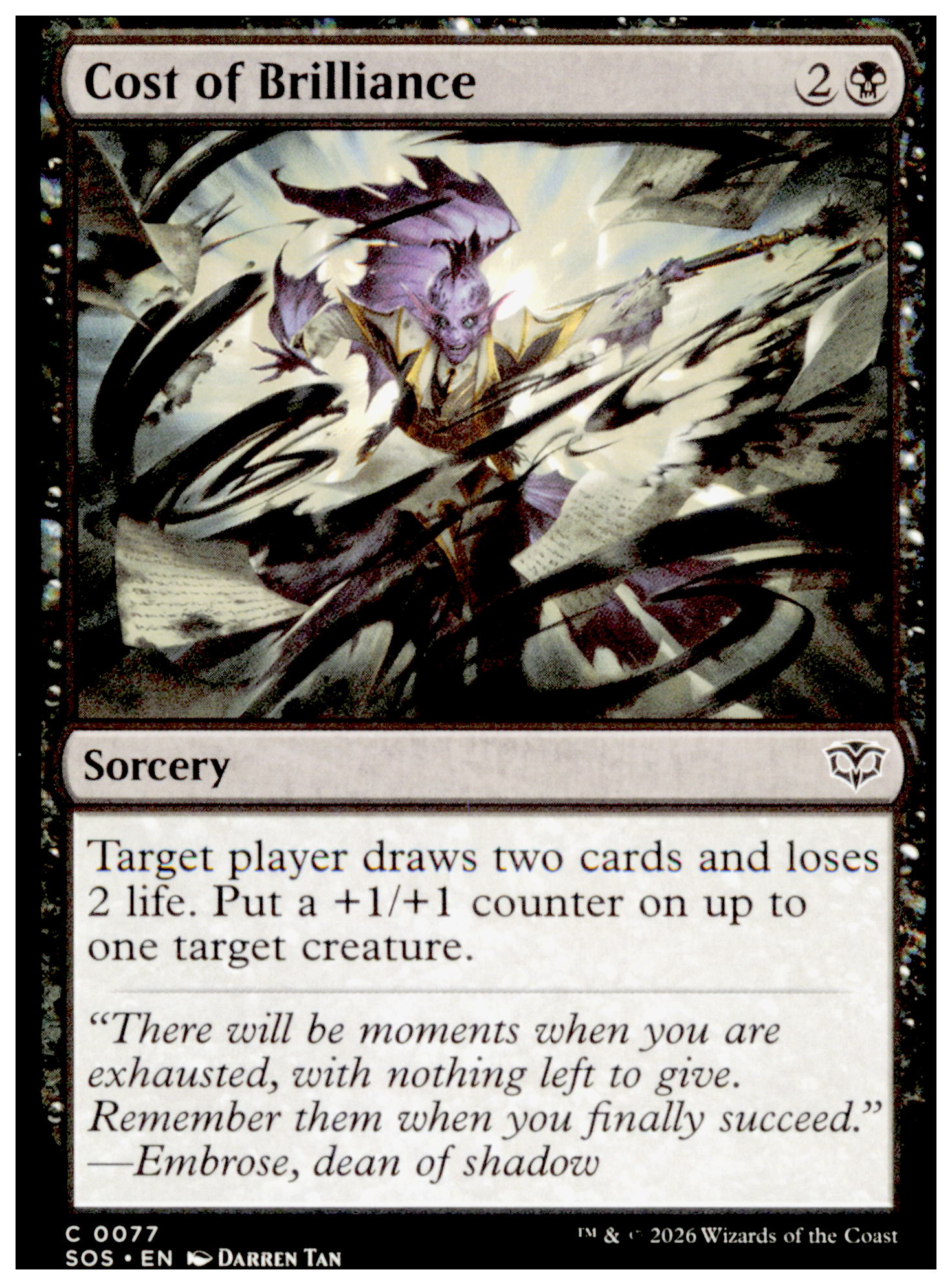 Cost of Brilliance 0077 SOS 2026 MTG Sorcery Black Secrets of Strixhaven NM