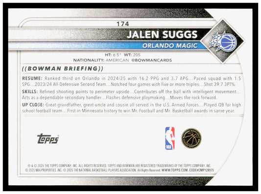 2025-26 Bowman #174 Jalen Suggs Card