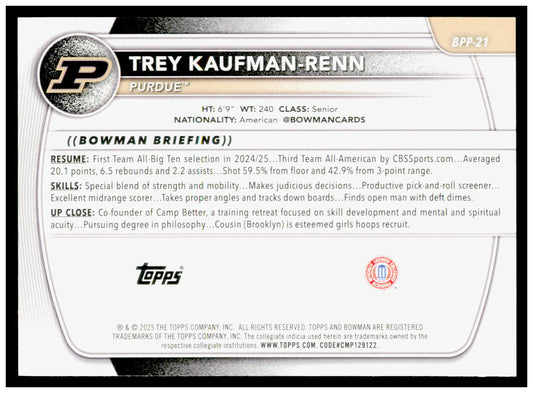 2025-26 Bowman #BPP-21 Trey Kaufman-Renn Prospects
