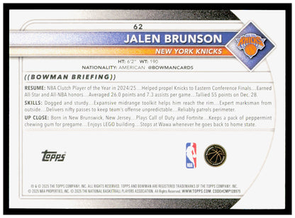 2025-26 Bowman #62 Jalen Brunson Card
