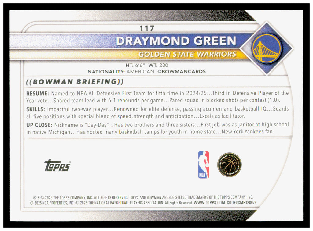 2025-26 Bowman #117 Draymond Green Card