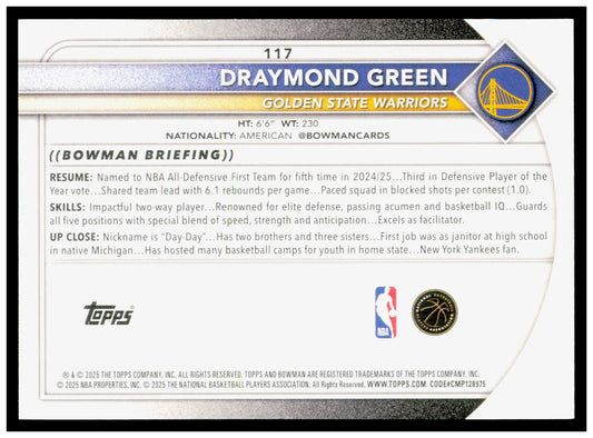 2025-26 Bowman #117 Draymond Green Card