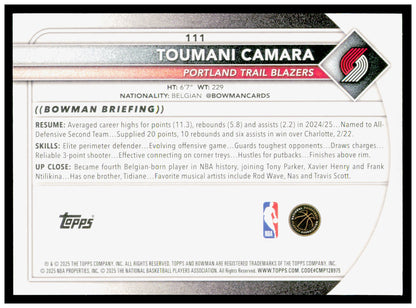 2025-26 Bowman #111 Toumani Camara Card