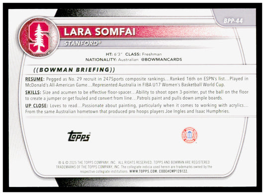2025-26 Bowman #BPP-44 Lara Somfai Prospects Card