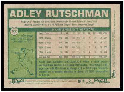 2026 Topps Heritage Adley Rutschman Card Baltimore Orioles #180