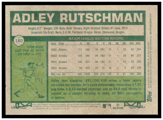2026 Topps Heritage Adley Rutschman Card Baltimore Orioles #180