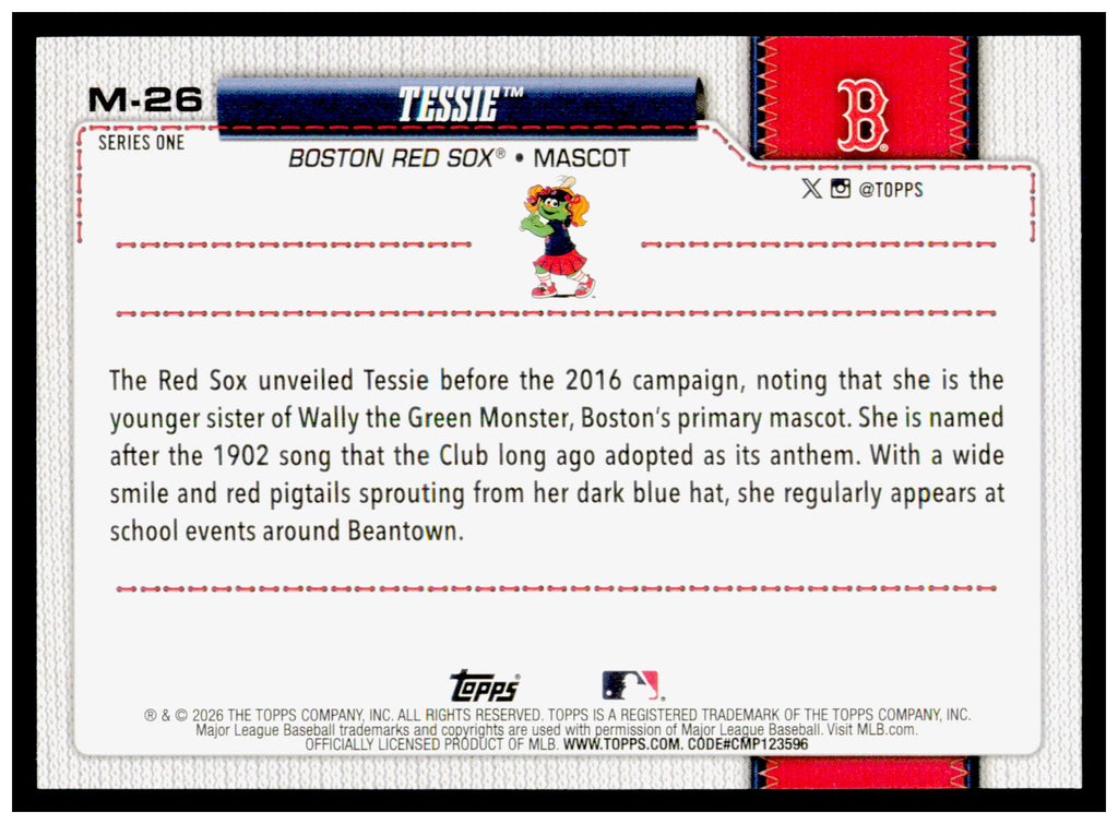 2026 Topps Tessie Card Mascots Boston Red Sox #M-26