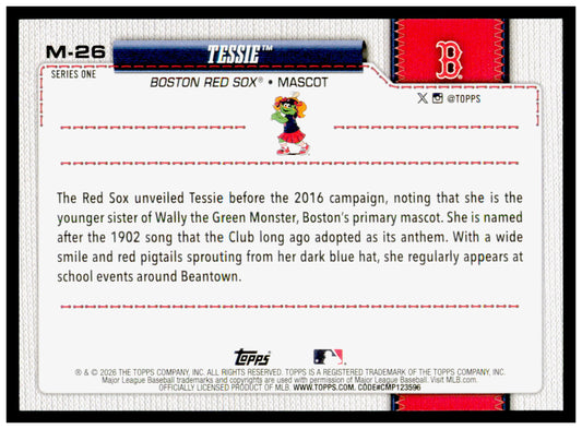2026 Topps Tessie Card Mascots Boston Red Sox #M-26