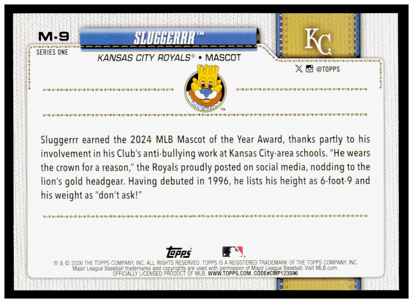 2026 Topps Sluggerrr Card Mascots Kansas City Royals #M-9